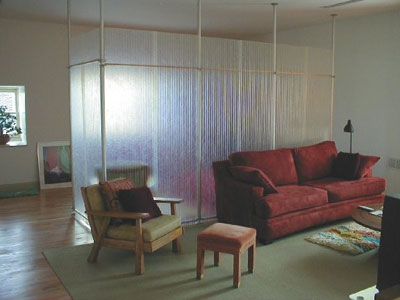 Interior translucent wall divider created with fiberglass wall panels
