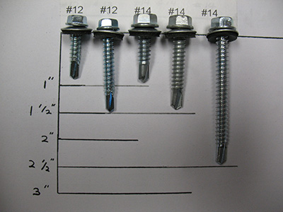 #3 point TEK screws for drilling into metal